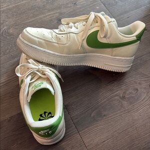 Nike Air Force 1 Low White and Green Sneakers